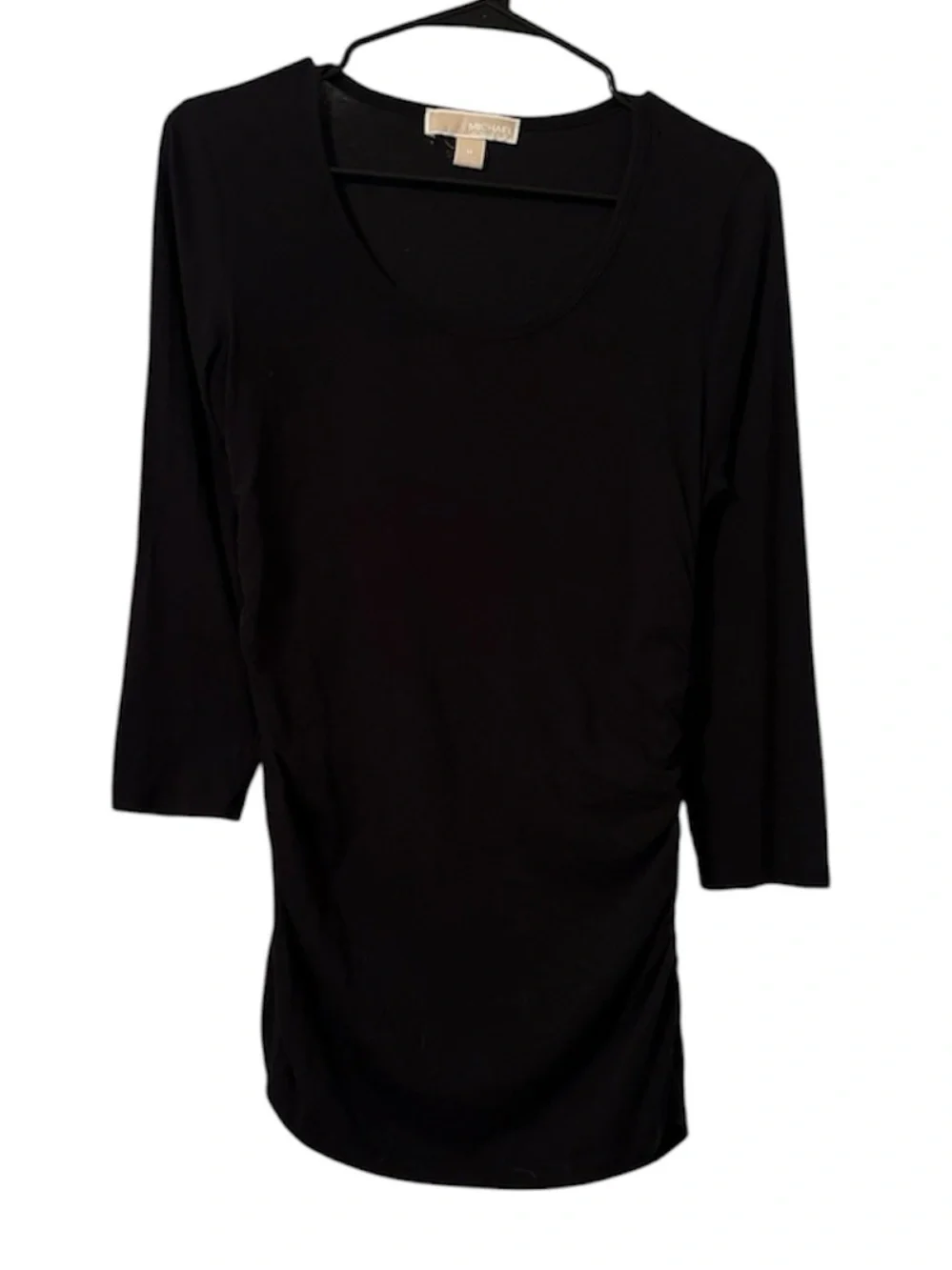 Michael Kors Black Side Zipper Ruched Blouse